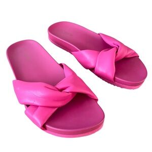 J. Crew Cross Strap Pink Pool Slides Women’s 7 Resort Vacation Cruise Beach